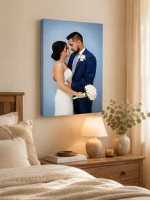 Customizable Wooden Frame Canvas Wall Art - Personalized Family Portraits And Action Photos, Printing, Suitable For Living Room, Bedroom Or Home Office Decor, Cozy Room Accent, Quality Reproduction Framed Canvas Painting - Multicolor - View 9