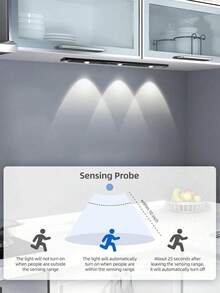 Modern LED Motion Sensor Light Strip, Wireless Charging Magnetic Light Bar, Suitable For Shoe Cabinet, Display Cabinet, Wardrobe, Smart Cabinet, Hill Effect, No Wiring Required, Easy Installation, USB Powered, Plastic Material, Moire Pattern - Charging Model - View 5