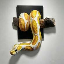 2D Flat Printed 1pc Ball Python Wall Decor, Wooden Material, Symbolizing Strength And Prosperity, Gothic Snake Design, Realistic Wooden Sculpture, Home Decor Hanging Ornament, Handmade Gift For Reptile Lovers, Lifelike Texture Decorative Hanging Ornament - Multicolor - View 8