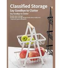 1pc Countertop Fruit & Vegetable Basket With Detachable Wooden Handle Bowl Storage Cabinet, Kitchen Organizer Rack, Kitchen Accessories - Multiple Colors and Styles - View 8