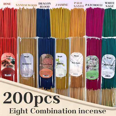 200pcs Incense Sticks - Suitable For Home, Office, Yoga, Meditation, Aromatherapy, Long-Lasting Fragrance, Gift For Christmas And Halloween