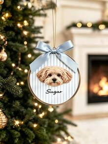 1pc Customized Photo & Text Pet Ornament - Acrylic Christmas Tree Hanging Decoration With Pet Name, Durable Ribbon, Cozy Farmhouse Style, Suitable For Home/Car/Holiday Decor, Perfect Christmas & New Year Gift For Dog/Cat Lovers, Pet Owners, Families - Multicolor - View 11