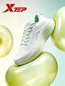 XTEP--Light Boat Women's Running Shoes, All-Season Mesh Breathable Shock-Absorbing Sports Shoes For Heavy Weight, Jump Rope And Running, Classic White/Cream Yellow Green - Classic White/Cream Yellow Green - View 1
