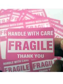 60PC Pink 2x3 Inch Fragile Warning Stickers, Used For Shipping And Moving "Fragile Items Please Handle With Care, Thank You" Do Not Drop, Warning Stickers Fragile Labels - Rectangle - View 6