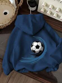 Tween Boy Fun Graphic Print Pullover Sweatshirt, Warm & Comfortable Thermal Lined Pullover Sweatshirt For Autumn/Winter - Navy Blue - View 3