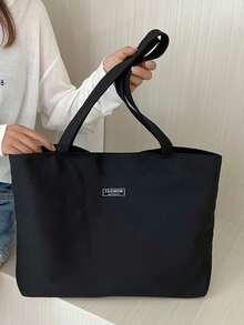 Women's Summer 2026 New Vintage Shoulder Tote Bag, Solid Color Popular Large Capacity Commuter Handbag, Underarm Bag - Black - View 2