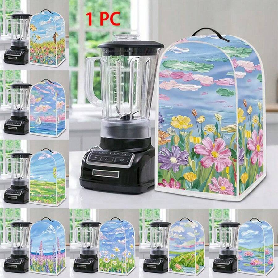 1件裝果汁機防塵罩,現代風聚酯纖維油畫風格印花,適用1-3夸脫立式攪拌機,家用電器配件居家裝飾,防塵可水洗 - 全覆蓋的 - 查看 1
