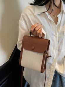 1pc Women's Solid Color PU Handbag, Fashion Zipper Closure, Suitable For Dating Gift - Multicolor - View 5