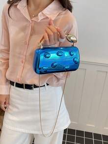 1件 OpulAura 女款優雅黑色天鵝絨手提包，奢華天鵝絨晚宴包，適合正式禮服、婚禮、生日派對和畢業典禮 - 藍色 - 查看 4