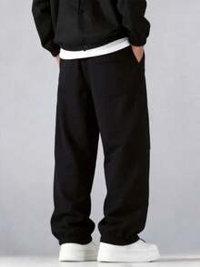 Men's Autumn Fashion Outdoor Sports Casual Multi-Pocket Long Pants, Minimalist Daily Commute Straight Leg - Black - View 8