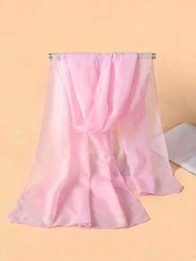 1pc Women's Solid Color Lightweight Chiffon Sun Protection Scarf, Multi-Use Shawl Scarf, Breathable Versatile Daily Decor Travel Casual - Baby Pink - View 3