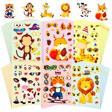 6pcs Cute Jungle Animal DIY Face Changing Stickers, Forest Wild Creature Collage Stickers, Fun Handmade Gift For Boys Girls, Quiet Book Craft Supply - Multicolor - View 4