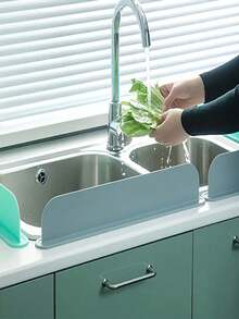 Silicone Sink Splash Guard Water Barrier Strip Kitchen Sink Basin Splash Guard Countertop Water Barrier Strip Laboratory Sink Vegetable Washing Basin Dishwasher Restaurant Bathroom RV Waterproof Cover Kitchen Essentials Bathroom Accessories Home Essentials - Multicolor - View 6