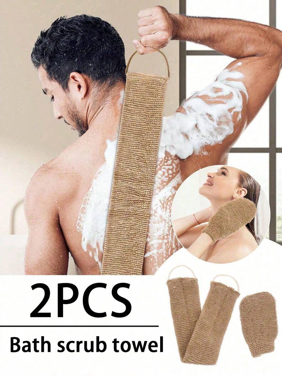 Exfoliating Bath Towel, Powerful Non-Irritating Double-Sided Back Scrubber For Men And Women, Thickened Bathing Glove. Daily Deep Cleansing. Exfoliating Bath Strip, Back Cleaning Strip. - Multicolor - View 1
