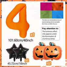 Halloween Pumpkin Pentagram Fluorescent Orange Number Foil Balloon Set, Includes 0-9 Orange Fluorescent Foil Number Balloons, Black Pentagram Foil Balloons, Halloween Pumpkin Foil Balloons, Suitable For Halloween Party Decoration, Trick Or Treat Holiday Party Decoration, Outdoor Halloween Backdrop, Holiday Decoration Supplies - Multicolor - View 21
