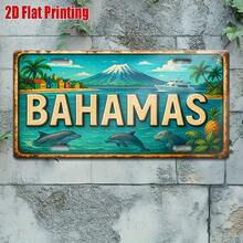 2D Flat Printed, 1pc, Bahamas Coast Cruise Scene Metal Sign, For Decorative Use Only, Decorative Sign And Plaque, Vintage Sign, Beach Cafe, Ideal Gift For Vacationers And Sun Lovers (Random Style) - A - View 7