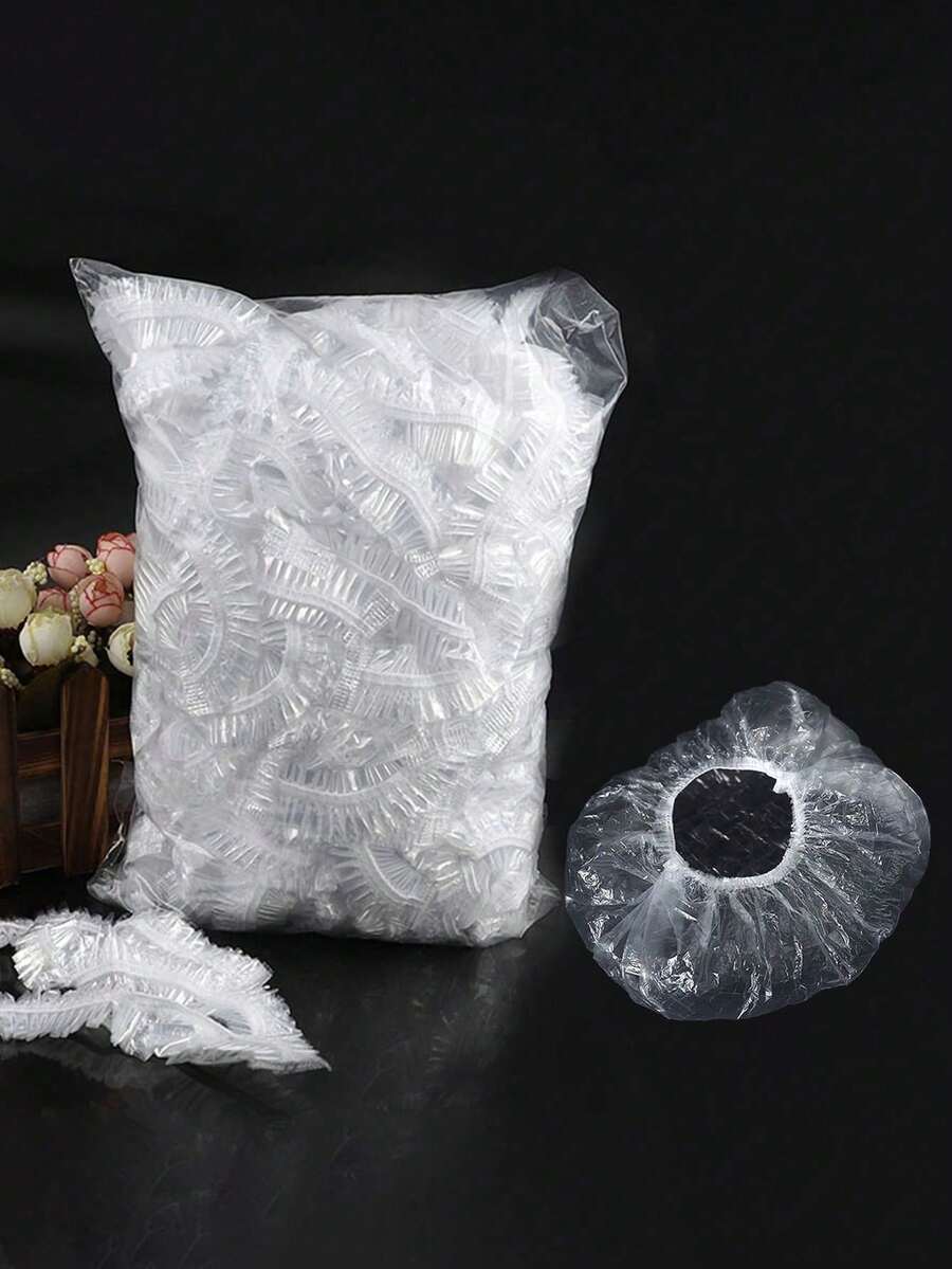 10/500 Disposable Transparent Multi-Purpose Plastic Shower Caps - Basic model - View 1