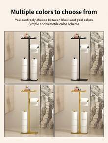 1 Standing Toilet Paper Holder With Shelf, Bathroom Floor Toilet Paper Holder, Multi-Roll Toilet Paper Storage, Toilet Paper Storage Rack, For Bathroom And Restroom Storage Accessories - Multicolor - View 7