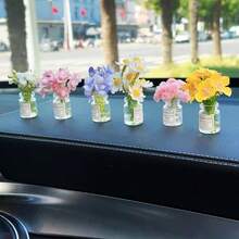 迷你人造康乃馨花瓶裝飾品 可愛汽車內飾裝飾 - A - 查看 10