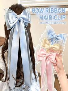 1pc Extended Bow Hair Clip, Side Hair Hoop, Front Fringe Clip, Princess Style Women's Hair Accessory, Beach Accessory - Multicolor - View 6