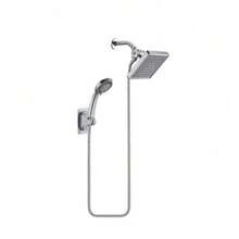 57-Inch Flexible Handheld Shower Head With 6-Inch Adjustable Round Bathroom Faucet Set, Includes 3-Way Diverter And Drill-Free Wall Mount Bracket, Black/Silver, Bathroom Upgrade, Stylish Shower Design, Multi-Function Shower, Luxury Bathroom - Set - View 8