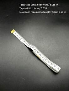 雙標尺柔性軟量尺（英制 + 公制），1.4cm 寬 * 1.5m 長可彎曲布製縫紉尺，適用於服裝製作與身體圍度測量；輕量口袋便攜設計，適合縫紉手工藝與減重身體測量追蹤 - 白色軟尺 - 查看 10
