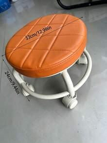 1pc Universal Caster Wheel Small Stool, Home Use Small Bench, Rolling Low Stool, Space-Saving For Rental Apartments, Popular Round Stool - White - View 9