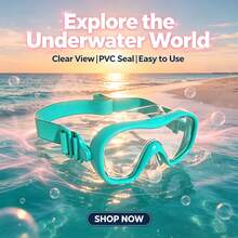 Wide View Tempered Glass Diving Mask, PVC Face Mask, Waterproof Elastic Strap Headband, Adult Beach Pool Snorkeling Diving Single Mask - Mint Green - View 1