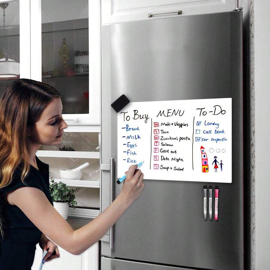 Self-Adhesive Office Whiteboard Sticker Magnetic Dry-Erase Wall Film | Residue-Free Easy-Tear Professional Use | Flat-Lay Meeting Room Compatible - Multicolor - View 1