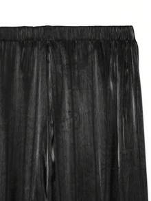 Spring/Summer Solid Color Slouchy Comfortable Commuter Lantern Pants - Black - View 8