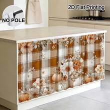 1pc Thanksgiving Floral Pumpkin Plaid Kitchen Curtain, Curtain, Table Skirt Easy To Clean, Rod Design Easy To Install, Suitable For Bathroom Kitchen Cabinet, High Quality Printing, Durable And Beautiful - Multicolor - View 9