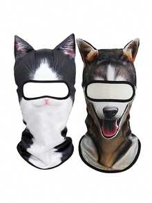 1件或多件中性款3D四季防曬動物造型頭套 戶外運動防風面罩 3D數位印花滑雪面罩 - 彩色 - 查看 8