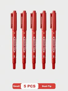 10PCS/5PCS Black Blue Red 3-Color Dual-Tip Oil-Based Permanent Marker Set With Slant Nib&Fine Nib–Perfect For Classroom Notes, Office Documents, Art Projects, Teacher Grading, Student Journals, Back-To-School Must-Have - Sets - View 10