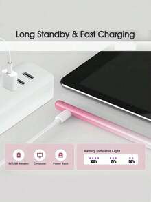 1 Set (With Storage Box) Universal Touch Pen For Tablet Touchscreen, Active Digital Stylus With 2 Extra Replacement Tips And Portable Storage Box, Double Click To Power On, No Bluetooth Required, Compatible With Tablets And Smartphones - View 8