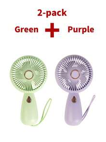 AOYI 1 pieza Ventilador manual mini recargable de 500mAh, con 3 velocidades ajustables y luz LED, carga portátil por USB - Multicolor - Ver 9