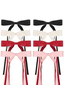 8/1pc Bow Ribbon Hair Clip Suitable For Girls Daily Wear - Multicolor - View 3