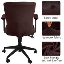 4 Pcs Office Chair Covers Set Computer Universal Protective Stretchable Chair Seat Covers Desk Armrest Slipcovers Pads Office Cushion Backrest For Rotating Dark Brown - Dark Brown - View 5