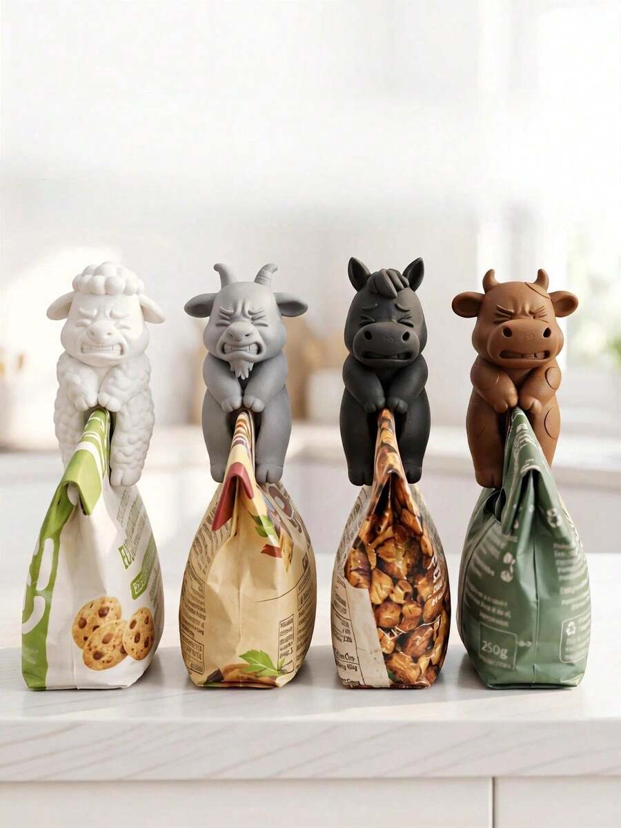Set Of 4 Cute Animal Shaped Bag Clips, Suitable For Small Gifts, Can Seal Coffee, Grains, Candy And Snack Bags Tightly, Perfect As Housewarming Gift, Also A Fun Collectible For Snack Lovers And Home Decor Enthusiasts
