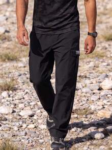 Men's Autumn Multi-Pocket Cargo Pants Outdoor Commute Tech Cargo Long Pants Sports - Black - View 2