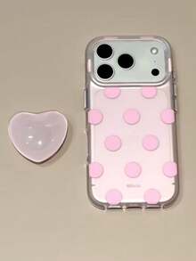 Casing Pelindung Ponsel Gaya Korea Matte Lembut Sentuhan Warna Solid Polka Dot Jelly 3D Hati dengan Stand, Kompatibel dengan iPhone 17 Pro Max, 16 Pro Max, 15 Pro/17, Perlindungan Penuh, Baru untuk Wanita - Berwarna merah muda - View 5