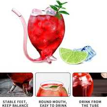 300ml 吸血鬼玻璃杯，創意玻璃杯，醒酒杯，馬克杯，內置吸管，果汁杯，冰淇淋香檳，居家，派對，夜店，玻璃器皿，戶外露營 - 透明 - 查看 3