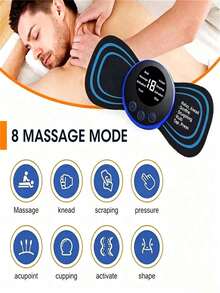 1pc Electric Neck Massager, Mini Neck Massager, Electric Massage Patch, Portable Body Massage Patch, Suitable For Men And Women, Shoulder, Arm, Leg, 8 Modes, 19 Intensity Levels, Portable, USB Rechargeable - Blue - View 7