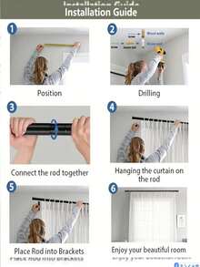 32-157 Inch Curtain Rod, 0.98 Inch Heavy Duty Adjustable Curtain Rod, Black Extra Long Curtain Decor Rod, Modern Design, Easy Installation - 1PC - View 4