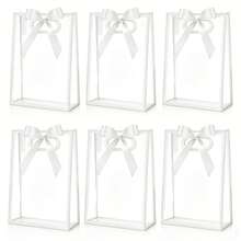 6pcs Transparent PVC Gift Bags With Bow Decoration, Clear Party Favor Bags With Handles, Suitable For Summer Weddings, Bridal Showers And Birthday Parties, As Cute Packaging Bags - Multicolor - View 10