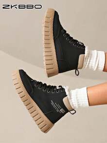ZKBBO Women's Thick Sole Lightweight Warm Winter Snow Boots Black Short Ankle Boots - Black - View 2