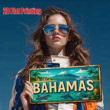 2D Flat Printed, 1pc, Bahamas Coast Cruise Scene Metal Sign, For Decorative Use Only, Decorative Sign And Plaque, Vintage Sign, Beach Cafe, Ideal Gift For Vacationers And Sun Lovers (Random Style) - A - View 5