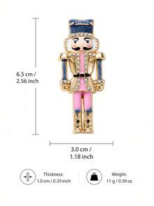 1pc Women's Rhinestone Enamel Nutcracker Soldier Brooch, Cute Cartoon Vintage Pin, Suitable For Christmas, Holiday Party, Suit Jacket, Sweater And Bag Decoration, Exquisite Gift Accessory - Multicolor - View 6