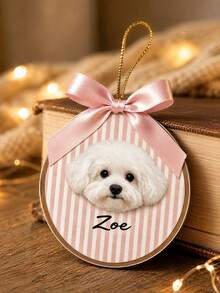 1pc Customized Photo & Text Pet Ornament - Acrylic Christmas Tree Hanging Decoration With Pet Name, Durable Ribbon, Cozy Farmhouse Style, Suitable For Home/Car/Holiday Decor, Perfect Christmas & New Year Gift For Dog/Cat Lovers, Pet Owners, Families - Multicolor - View 5