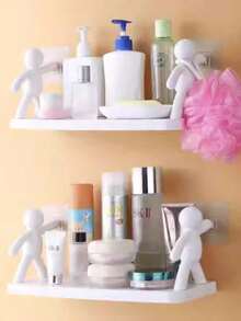 1 buah Rak Penyimpanan Kreatif, Organizer Perlengkapan Kamar Mandi Bentuk Pria Kecil yang Lucu, Rak Penyimpanan Kosmetik, Rak Penyimpanan Perekat, Aksesoris Kamar Mandi, Perlengkapan Rumah Tangga, Rak Penyimpanan Kosmetik Kamar Mandi Tanpa Bor, Organizer Toples Bumbu Dapur - MultiWarna - View 6
