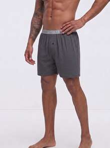 Snug League 1pc Men's Underwear , Long Underwear,Comfortable Polyester Fabric, Letter Waistband - Dark Grey - View 1